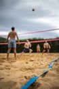 Group Of Friends Playing Volleyball