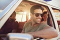 Group Of Friends Relaxing In Car During Road Trip Royalty Free Stock Photo