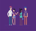 Group of friends standing together - modern flat design style isolated illustration