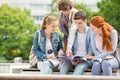 Group of friends studying together at university campus Royalty Free Stock Photo