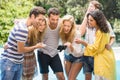 Group of friends taking a selfie near pool Royalty Free Stock Photo