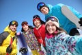 Group of friends taking selfie. Winter vacation Royalty Free Stock Photo