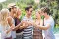 Group of friends toasting champagne glasses Royalty Free Stock Photo