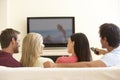 Group Of Friends Watching Widescreen TV At Home Royalty Free Stock Photo