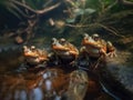 Group of Frog in natural habitat (generative AI)