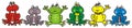 Group of frogs, decorative vector illustration, crazy picture