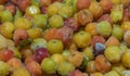 Group of frozen acerolas fruits