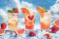 Group of Fruit Drinks on Table Royalty Free Stock Photo