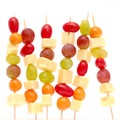 Group of fruit shashliks Royalty Free Stock Photo