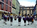Group of Gaiteros playing in a plaza in Oviedo, Asturias. Spain.