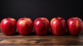 Group of Gala Apple on wooden board background, Fruits concept. Generative AI