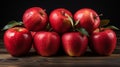 Group of Gala Apple on wooden board background, Fruits concept. Generative AI