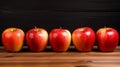 Group of Gala Apple on wooden board background, Fruits concept. AI Generative