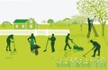 Group gardening, gardener, vector illustration