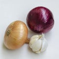 Group of garlic white and red onion Royalty Free Stock Photo