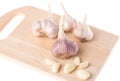 Group garlic on wood