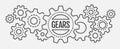 Group of gears isolated on white background.  Cog icon design. Royalty Free Stock Photo