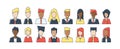 Group of geometric faces working people diversity, diverse business men and women avatar icons. Line people icon. People outline