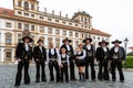 Group of german male and female journeymen carpenters.