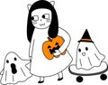 Group of ghost friends in Halloween