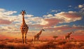 A group of giraffes in the Etosha National Park of Namibia Royalty Free Stock Photo