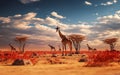 A group of giraffes in the Etosha National Park of Namibia Royalty Free Stock Photo