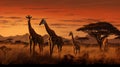 A group of giraffes standing in a field