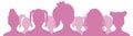 Group of girls children, silhouette. Vector illustration