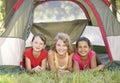 Group Of Girls Having Fun In Tent In Countryside Royalty Free Stock Photo