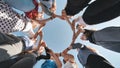 A group of girls makes a circle shape holding each other& x27;s hands. Royalty Free Stock Photo