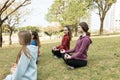 Group of girls practicing yoga