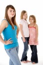 Group Of Girls Together In Studio Looking Unhappy Royalty Free Stock Photo