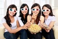 Group of girls watching the movie