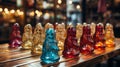 A group of glass ghosts on a table Royalty Free Stock Photo