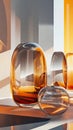 A group of glass vases sitting on top of a table Royalty Free Stock Photo