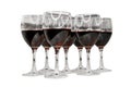 A group of glasses of red wine close-up on a white background isolated Royalty Free Stock Photo