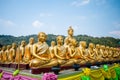 Group of Golden Buddha at Buddha Memorial park , Nakorn nayok, Thailand.