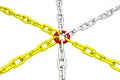 Group of Golden and Silver Chain with red link