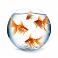 A group of goldfish swimming in a bowl of water. Royalty Free Stock Photo