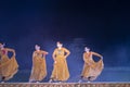 A group of Gorgeous kathak artists performs on stage at at Konark Dance Festival