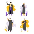 Group of Graduating Students with Diploma. Man and Woman Characters Graduation Education Concept. University Student