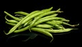 Group of green beans on black background Royalty Free Stock Photo