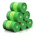Group of green biofuel drums isolated on white background Royalty Free Stock Photo