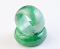 Group of green jade ring on white background