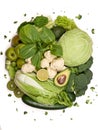 Group of green vegetables on white background Royalty Free Stock Photo