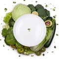 Group of green vegetables on white background Royalty Free Stock Photo