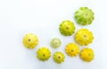 Group of green and yellow pattypan squashes vegetable. Royalty Free Stock Photo