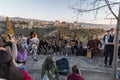 Group of Gypsy musicians performing flamenco art at the famous Mirador de San Nicolas, Granada