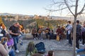 Group of Gypsy musicians performing flamenco art at the famous Mirador de San Nicolas, Granada