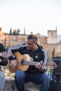 Group of Gypsy musicians performing flamenco art at the famous Mirador de San Nicolas, Granada